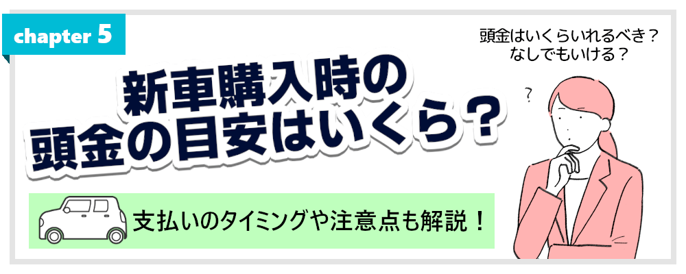 新車購入時の頭金の目安はいくら 支払いのタイミングや注意点も解説 新車が安いウッドベル