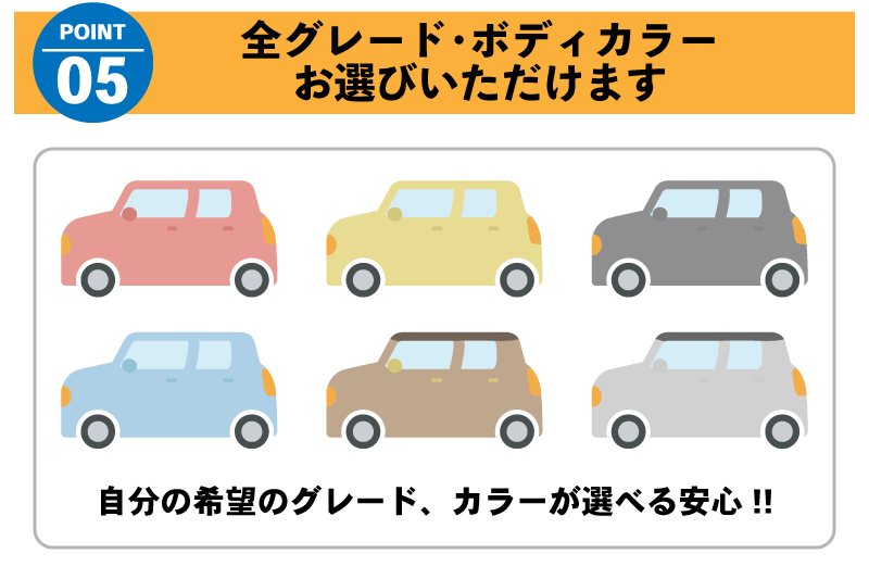 ウッドベルが選ばれる理由⑤全グレード・ボディカラーからお選びいただけます